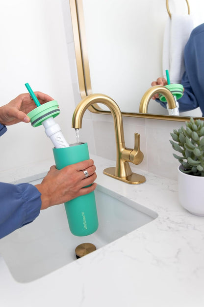 Go Series Tumbler – Double Wall Insulated Stainless Steel Water Filter, Cactus Green, Designed for Everyday Use, Removes Bacteria, Parasites, Microplastics, and Improves Taste