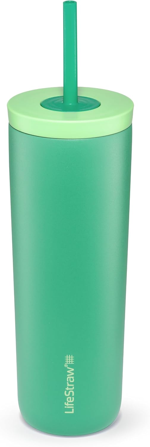 Go Series Tumbler – Double Wall Insulated Stainless Steel Water Filter, Cactus Green, Designed for Everyday Use, Removes Bacteria, Parasites, Microplastics, and Improves Taste