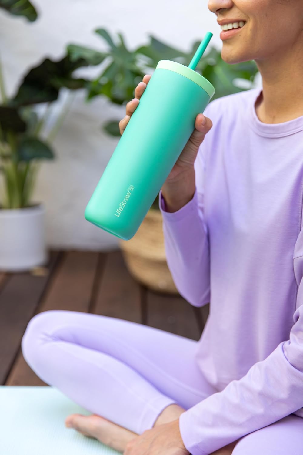 Go Series Tumbler – Double Wall Insulated Stainless Steel Water Filter, Cactus Green, Designed for Everyday Use, Removes Bacteria, Parasites, Microplastics, and Improves Taste