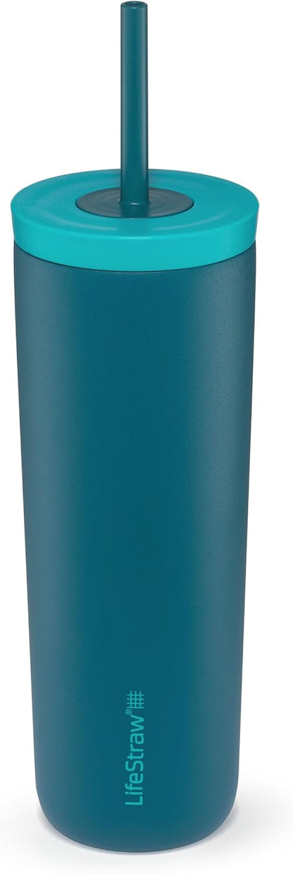 Go Series Tumbler – Double Wall Insulated Stainless Steel Water Filter, Cactus Green, Designed for Everyday Use, Removes Bacteria, Parasites, Microplastics, and Improves Taste