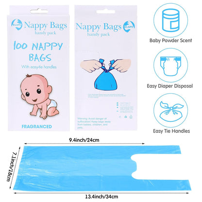 1200 Count Baby Disposable Diaper Bags Scented Diaper Sacks with Tie Handle Disposal Baby Poop Trash Bags Waste Sacks Refill (Purple)