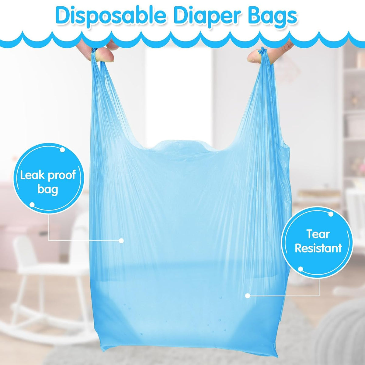 1200 Count Baby Disposable Diaper Bags Scented Diaper Sacks with Tie Handle Disposal Baby Poop Trash Bags Waste Sacks Refill (Purple)
