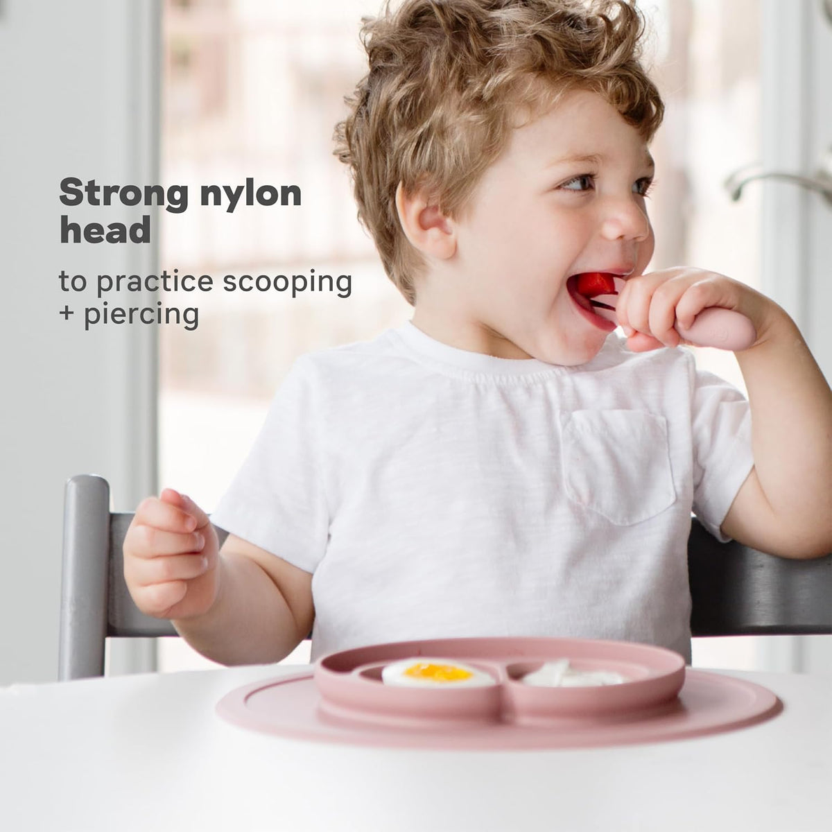Mini Mat (Blue) + Mini Utensils (Fork & Spoon in Sage) - Toddler essentials mat and spoon