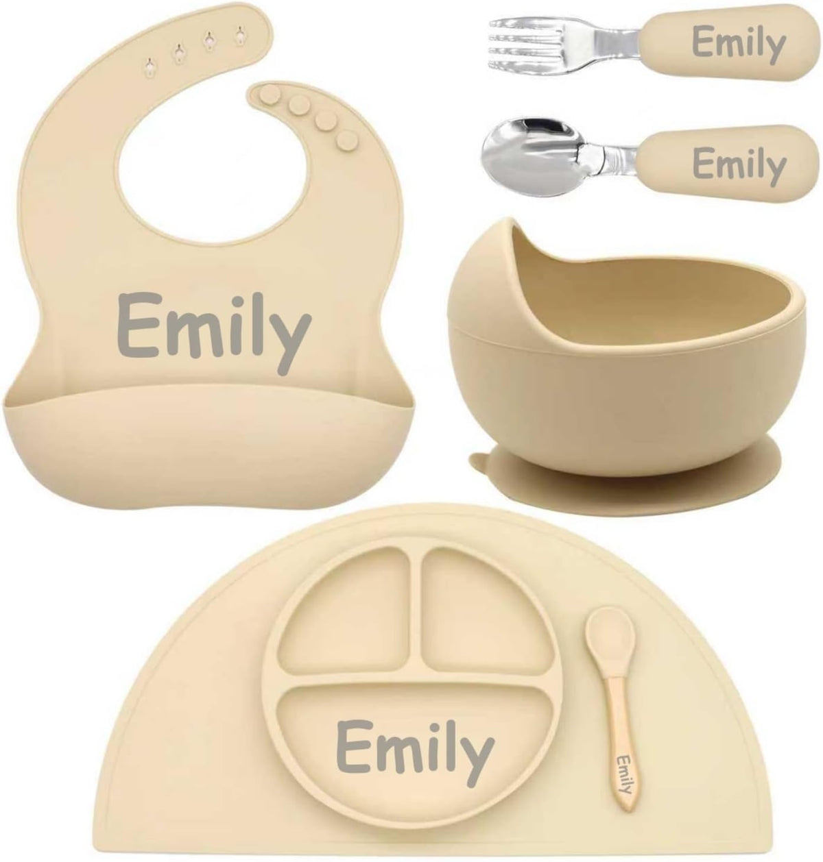 Personalized Silicone Suction Plates for Baby，Custom Toddlers Spoon and Fork, Baby Feeding Set with Name,Baby Birthday Gift for Boy & Girl