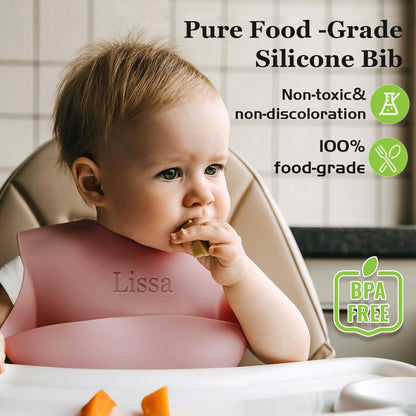 Personalized Silicone Suction Plates for Baby，Custom Toddlers Spoon and Fork, Baby Feeding Set with Name,Baby Birthday Gift for Boy & Girl