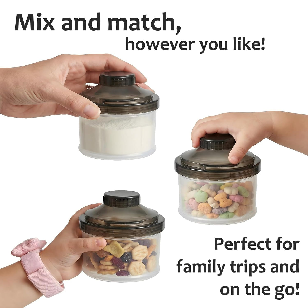 Formula Container to Go – Baby Essentials, Stackable Formula Dispenser for Night Feedings, Snacks and More – 2 Pack, (Blue)