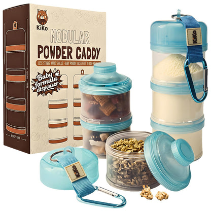 Formula Container to Go – Baby Essentials, Stackable Formula Dispenser for Night Feedings, Snacks and More – 2 Pack, (Blue)