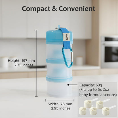 Formula Container to Go – Baby Essentials, Stackable Formula Dispenser for Night Feedings, Snacks and More – 2 Pack, (Blue)
