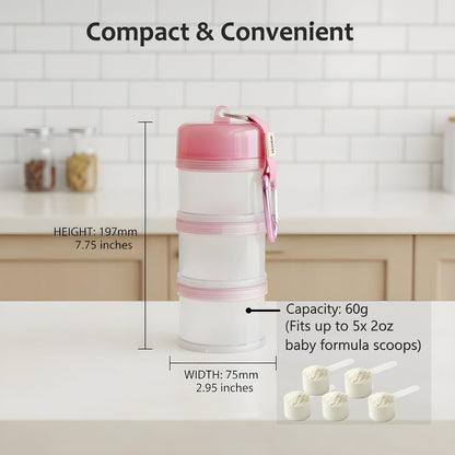 Formula Container to Go – Baby Essentials, Stackable Formula Dispenser for Night Feedings, Snacks and More – 2 Pack, (Blue)