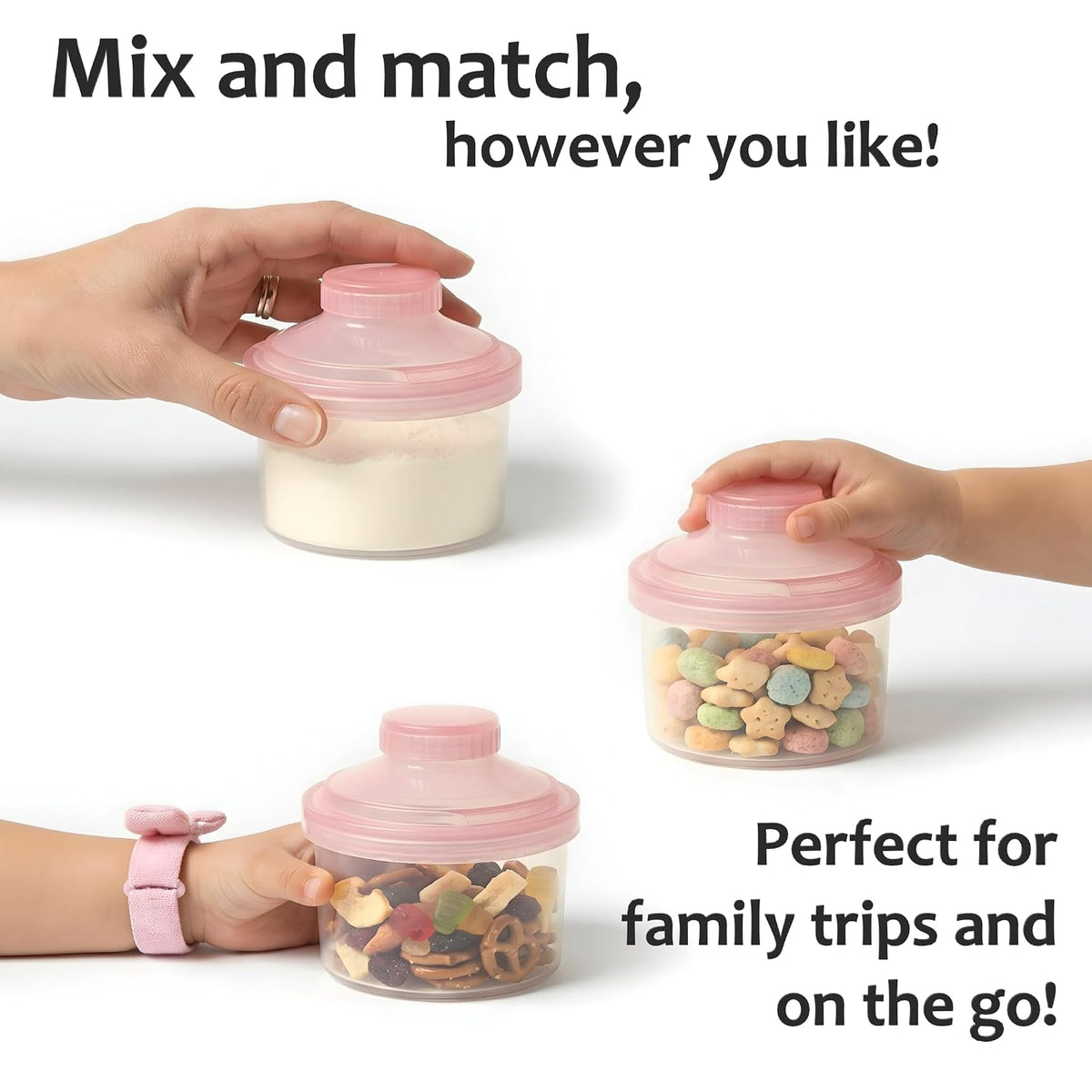 Formula Container to Go – Baby Essentials, Stackable Formula Dispenser for Night Feedings, Snacks and More – 2 Pack, (Blue)