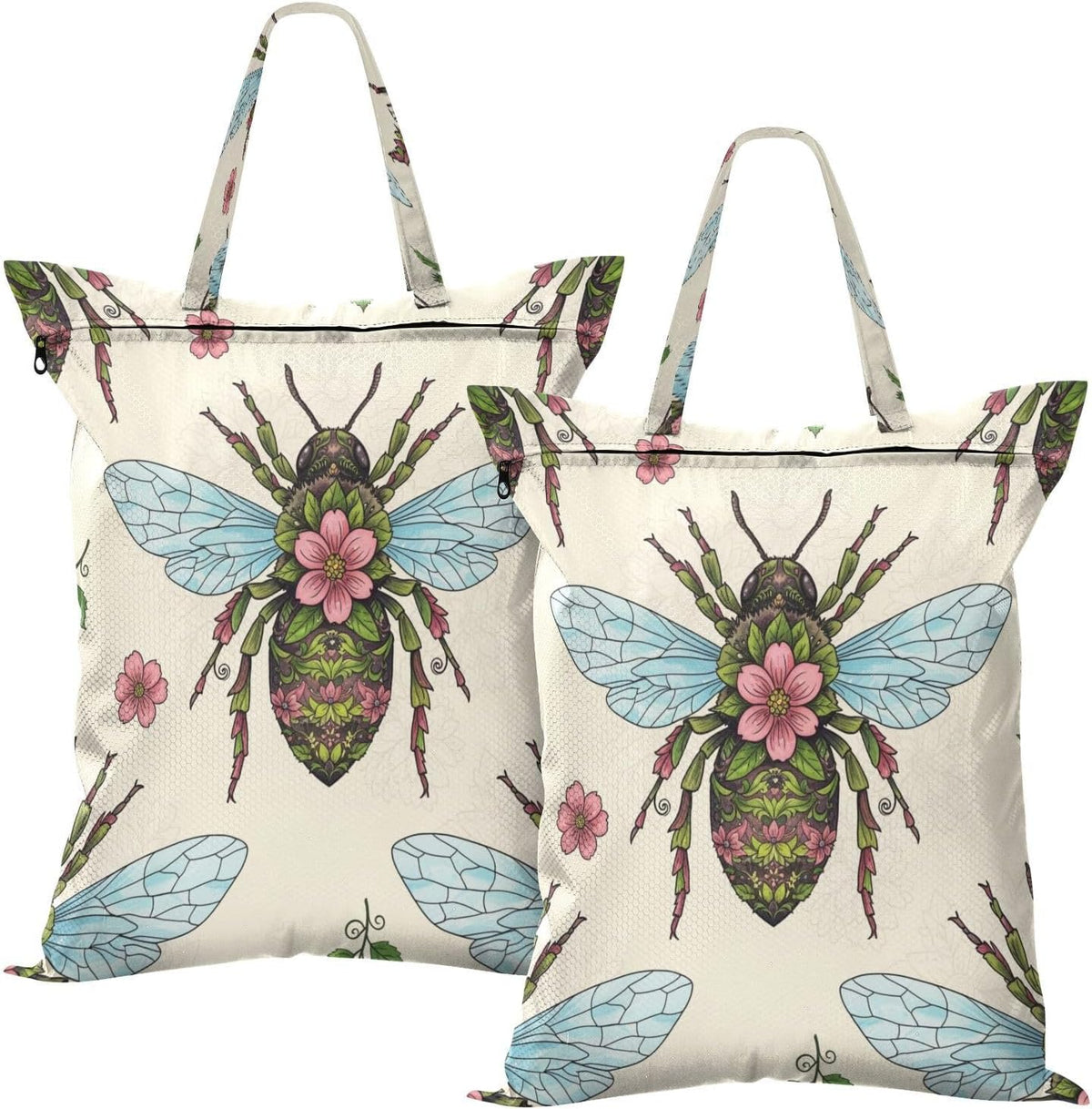 Bee Flower Waterproof Travel Laundry Bag Washable 2-piece