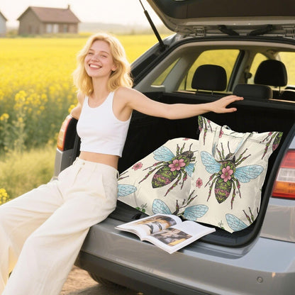 Bee Flower Waterproof Travel Laundry Bag Washable 2-piece