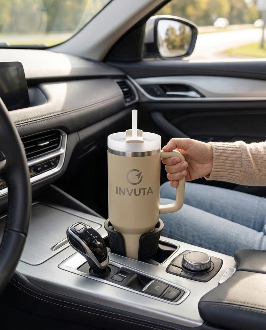 Aurevia 40oz Insulated Tumbler with Handle and Straw – Stainless Steel Vacuum Insulated Cup, Matte Black Travel Mug, Leak-Resistant Lid, Cold 16H Hot 12H
