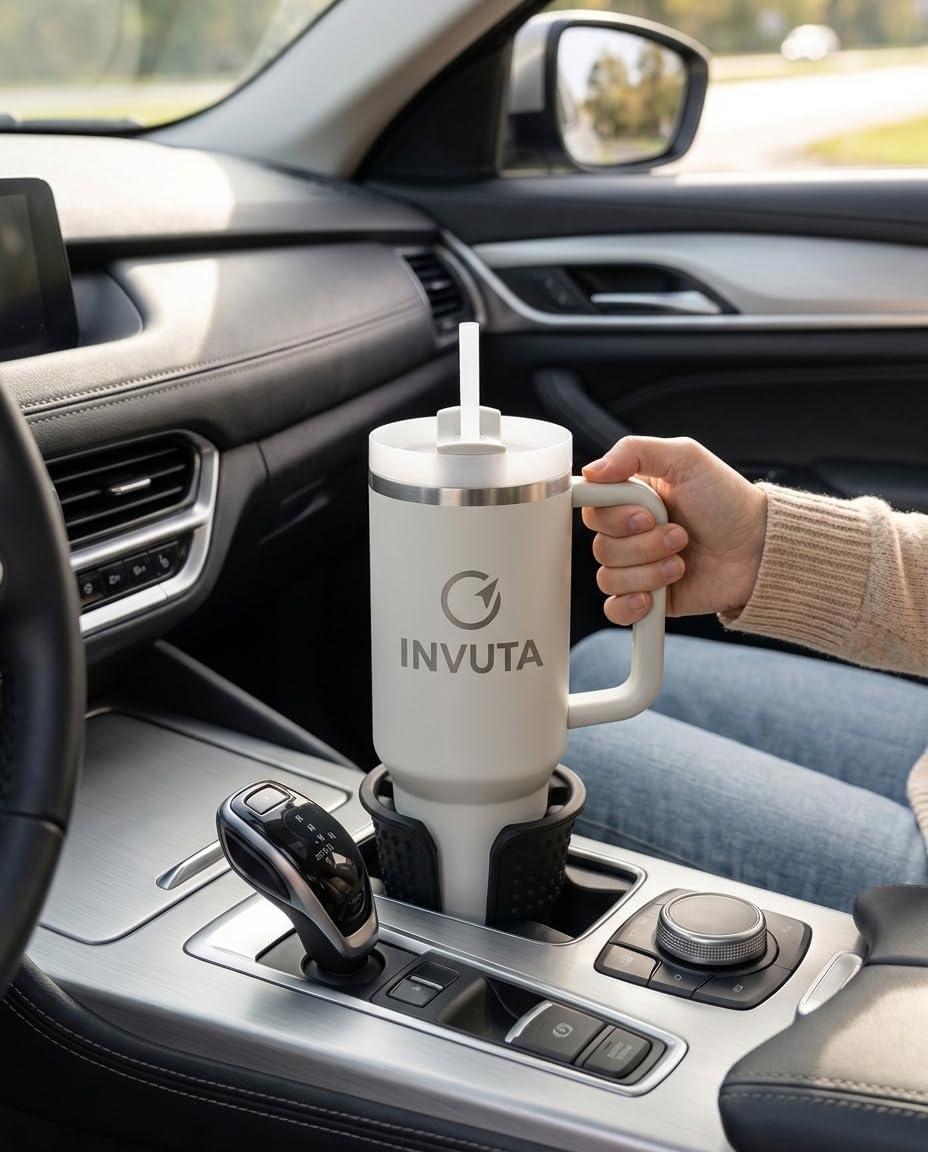Aurevia 40oz Insulated Tumbler with Handle and Straw – Stainless Steel Vacuum Insulated Cup, Matte Black Travel Mug, Leak-Resistant Lid, Cold 16H Hot 12H