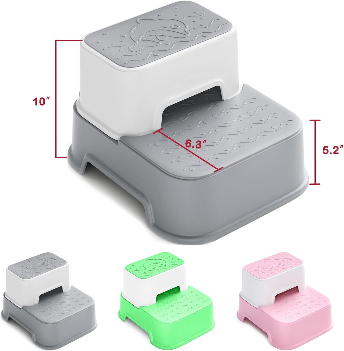 2 Step Stool for Kids (2 Packs),Toddler Stool for Bathroom Sink,Potty Training,Toilet Stool, Slip Resistant(Grey)