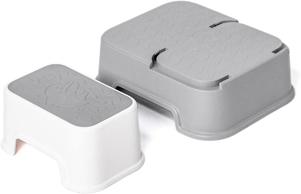 2 Step Stool for Kids (2 Packs),Toddler Stool for Bathroom Sink,Potty Training,Toilet Stool, Slip Resistant(Grey)