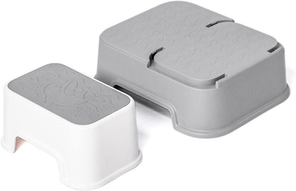 2 Step Stool for Kids (2 Packs),Toddler Stool for Bathroom Sink,Potty Training,Toilet Stool, Slip Resistant(Grey)