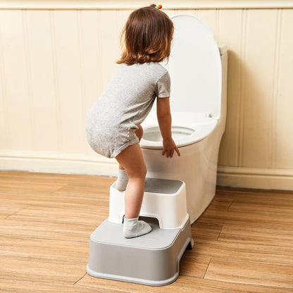2 Step Stool for Kids (2 Packs),Toddler Stool for Bathroom Sink,Potty Training,Toilet Stool, Slip Resistant(Grey)