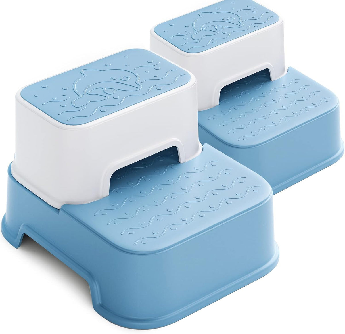 2 Step Stool for Kids (2 Packs),Toddler Stool for Bathroom Sink,Potty Training,Toilet Stool, Slip Resistant(Grey)