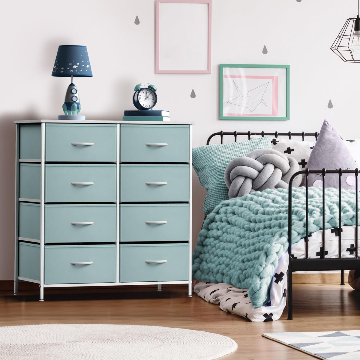 Kids Dresser, Cube Storage for Bedroom (8 Drawer, Aqua)