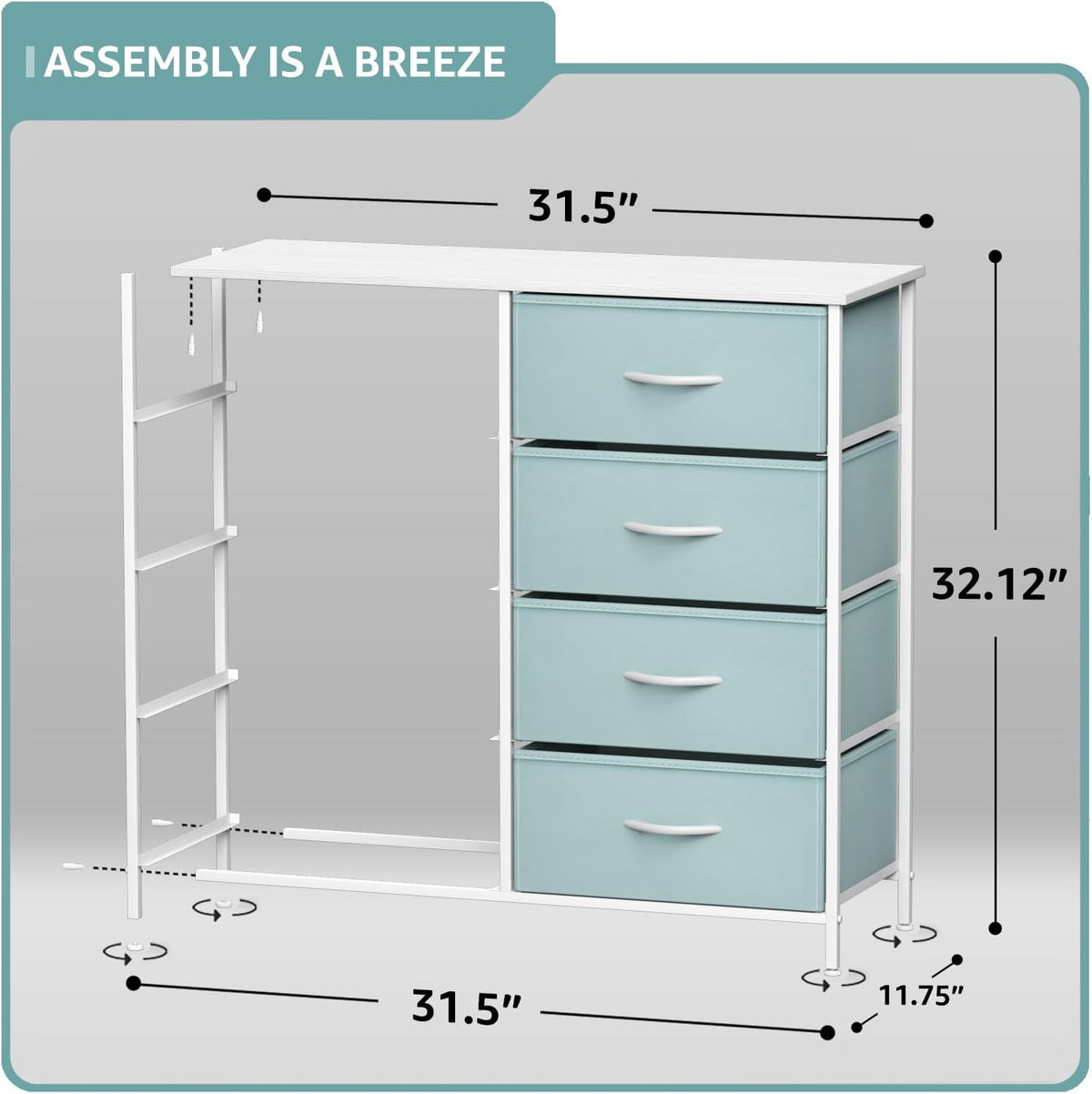 Kids Dresser, Cube Storage for Bedroom (8 Drawer, Aqua)