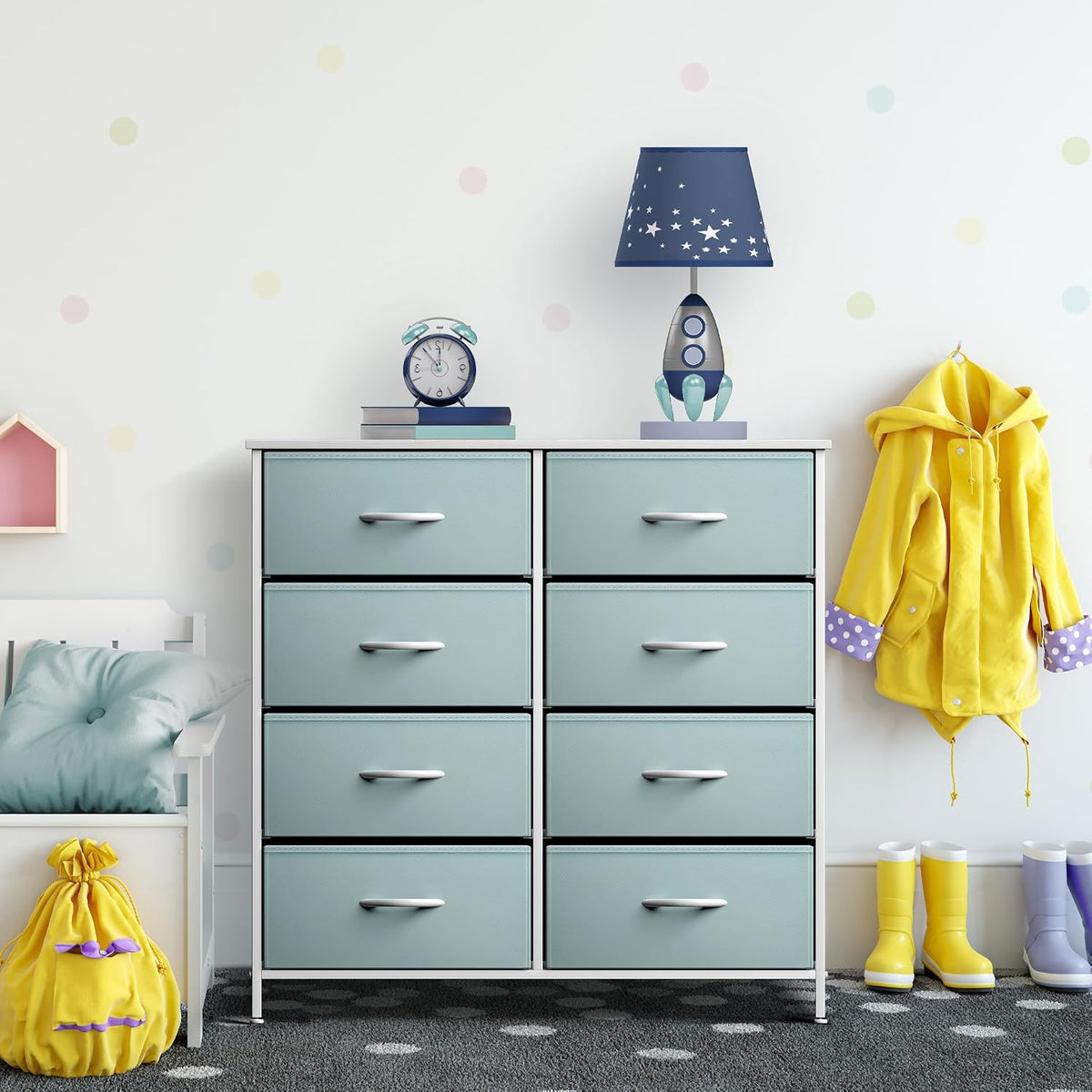 Kids Dresser, Cube Storage for Bedroom (8 Drawer, Aqua)