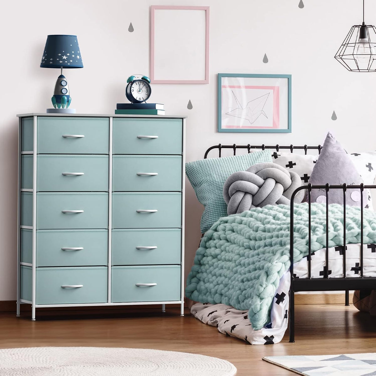Kids Dresser, Cube Storage for Bedroom (8 Drawer, Aqua)