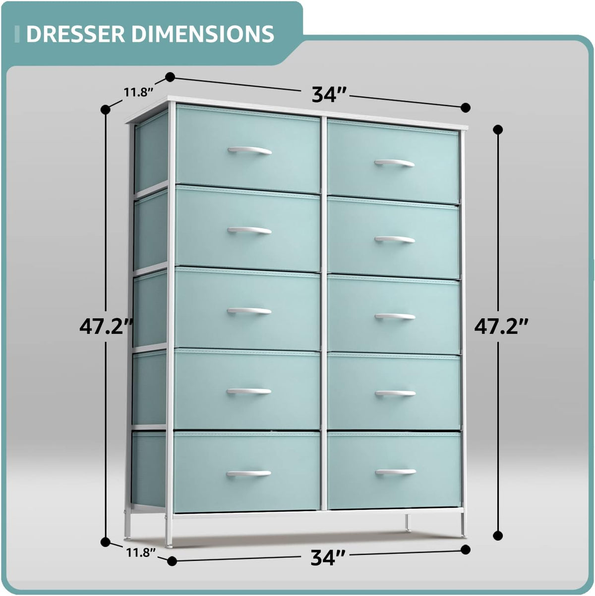 Kids Dresser, Cube Storage for Bedroom (8 Drawer, Aqua)