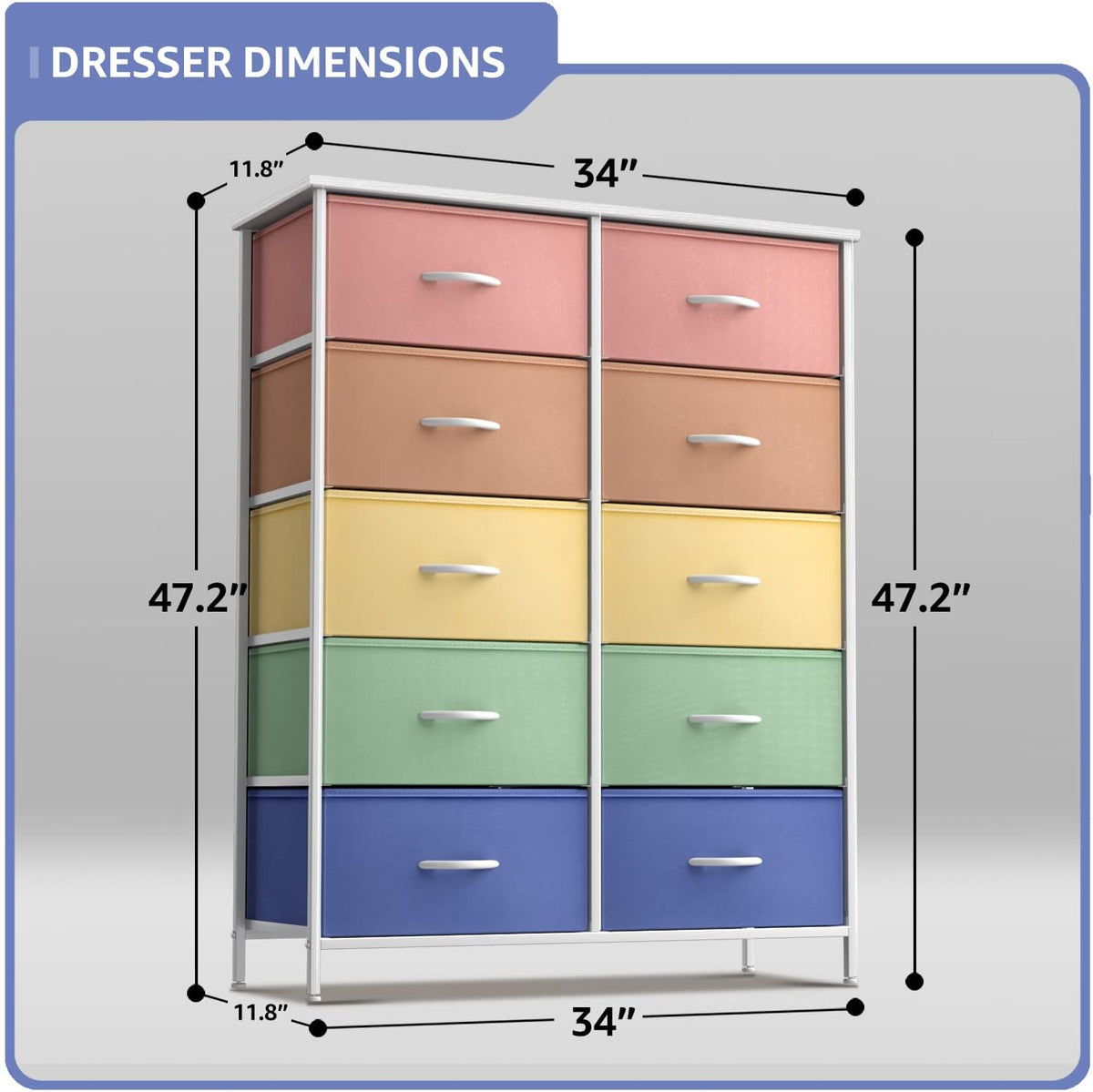 Kids Dresser, Cube Storage for Bedroom (8 Drawer, Aqua)
