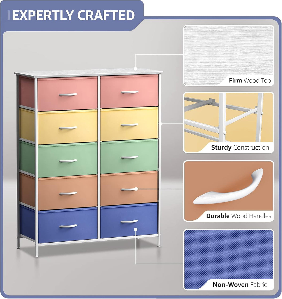 Kids Dresser, Cube Storage for Bedroom (8 Drawer, Aqua)