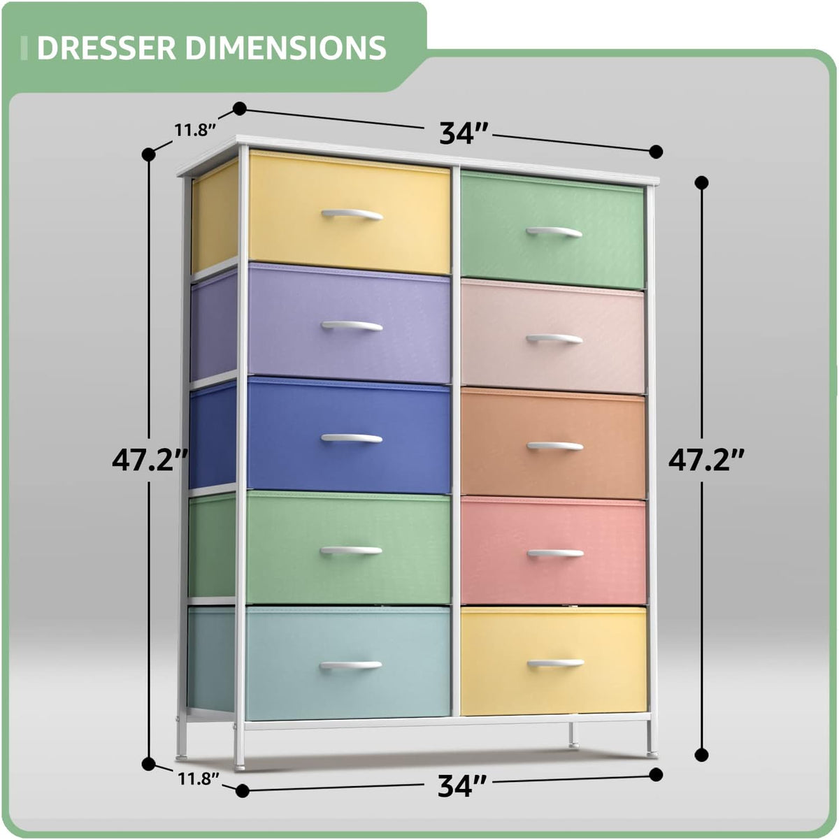 Kids Dresser, Cube Storage for Bedroom (8 Drawer, Aqua)