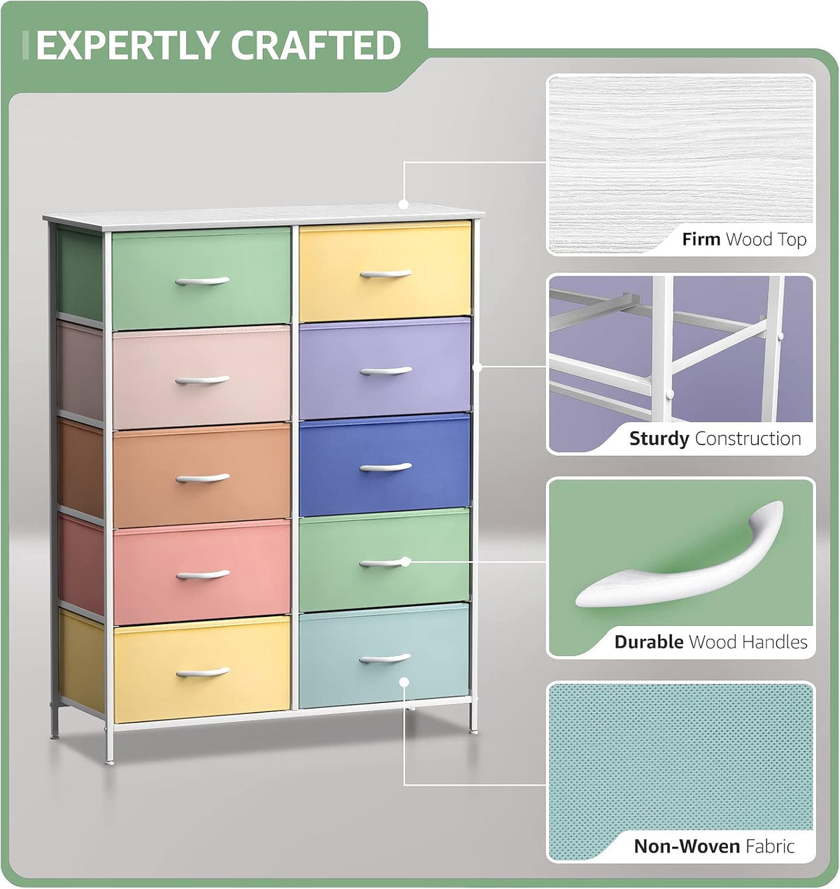 Kids Dresser, Cube Storage for Bedroom (8 Drawer, Aqua)