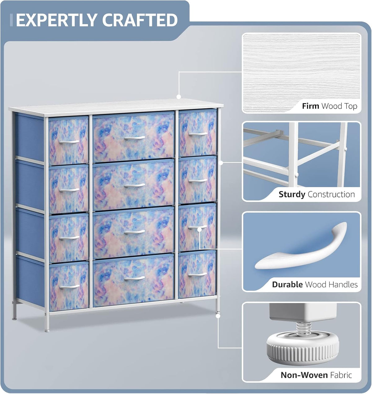 Kids Dresser, Cube Storage for Bedroom (8 Drawer, Aqua)