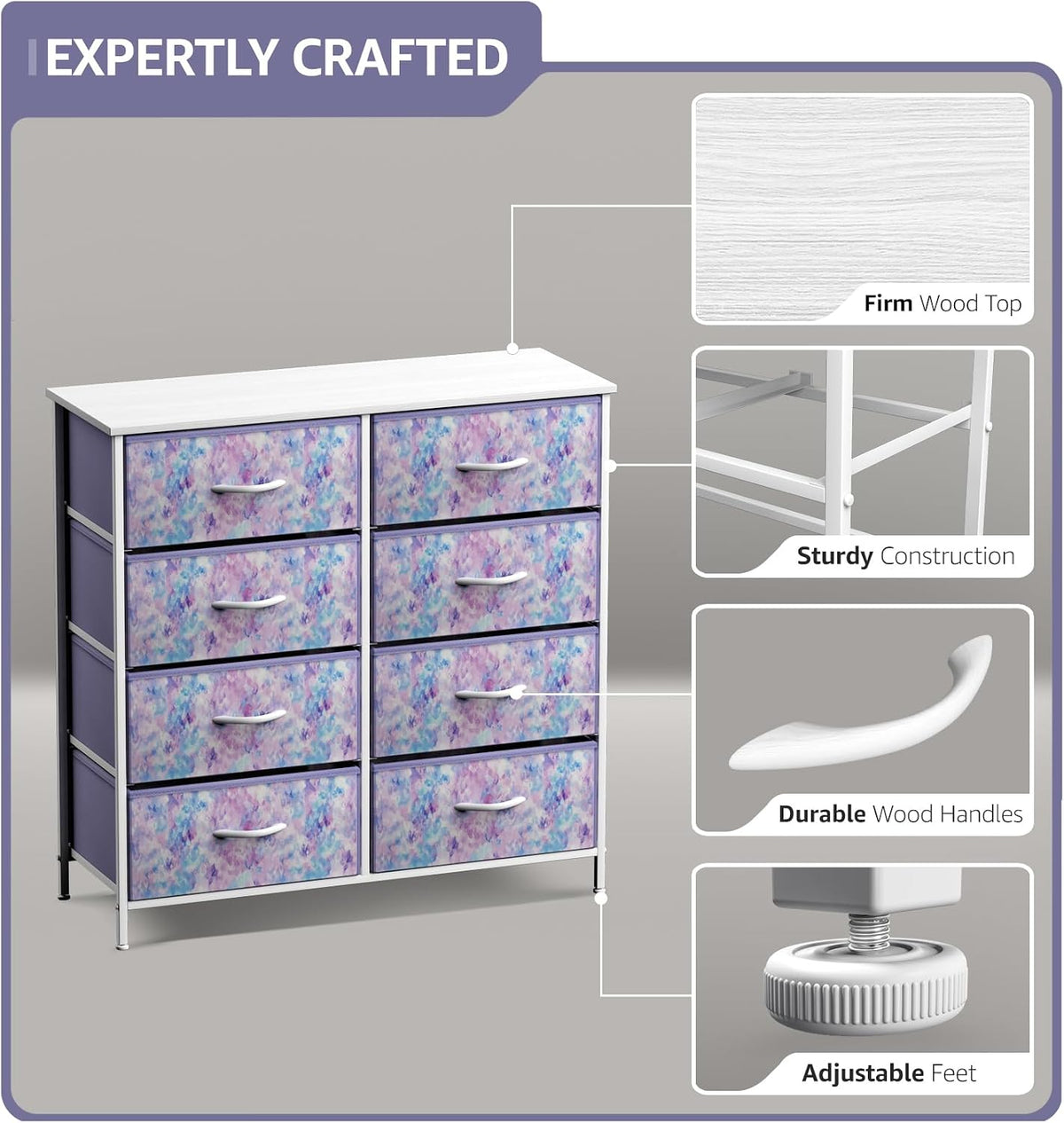 Kids Dresser, Cube Storage for Bedroom (8 Drawer, Aqua)