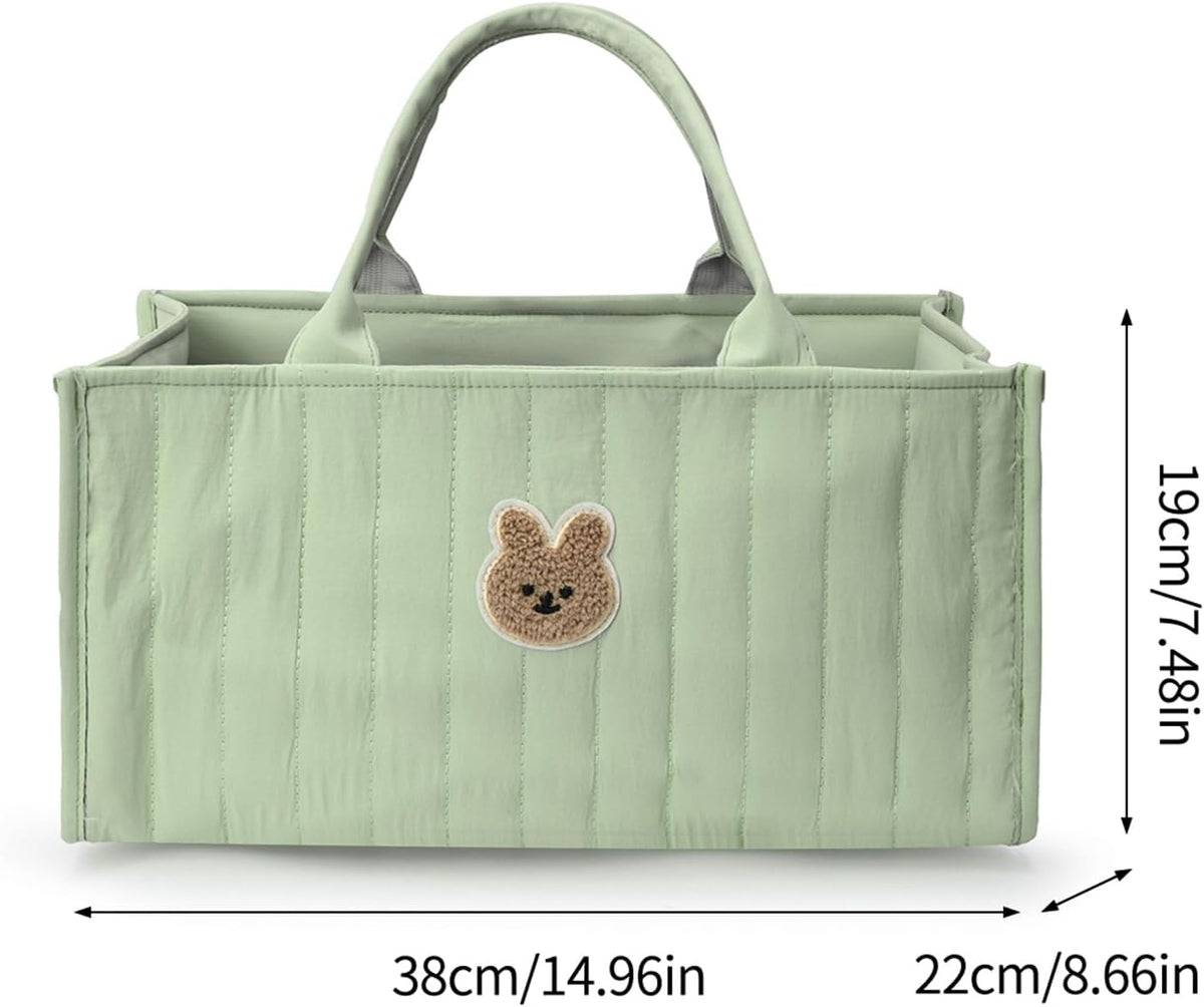 Diaper Caddy Organizer, Large Nursery Storage Basket with Handle, Portable Foldable Baby Diaper Caddy for Newborn Essentials