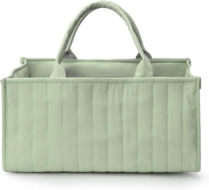 Diaper Caddy Organizer, Large Nursery Storage Basket with Handle, Portable Foldable Baby Diaper Caddy for Newborn Essentials