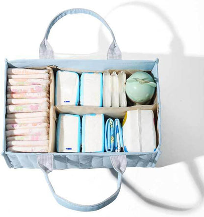 Diaper Caddy Organizer, Large Nursery Storage Basket with Handle, Portable Foldable Baby Diaper Caddy for Newborn Essentials
