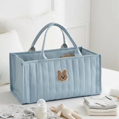 Diaper Caddy Organizer, Large Nursery Storage Basket with Handle, Portable Foldable Baby Diaper Caddy for Newborn Essentials