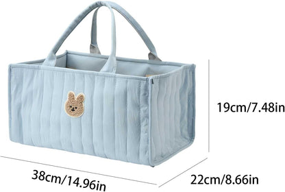 Diaper Caddy Organizer, Large Nursery Storage Basket with Handle, Portable Foldable Baby Diaper Caddy for Newborn Essentials