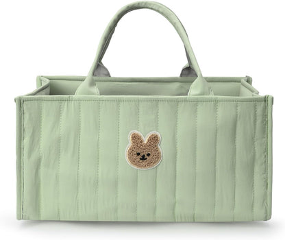 Diaper Caddy Organizer, Large Nursery Storage Basket with Handle, Portable Foldable Baby Diaper Caddy for Newborn Essentials