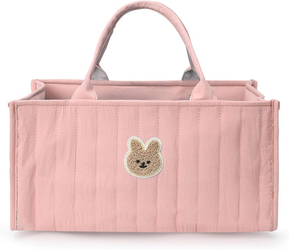 Diaper Caddy Organizer, Large Nursery Storage Basket with Handle, Portable Foldable Baby Diaper Caddy for Newborn Essentials