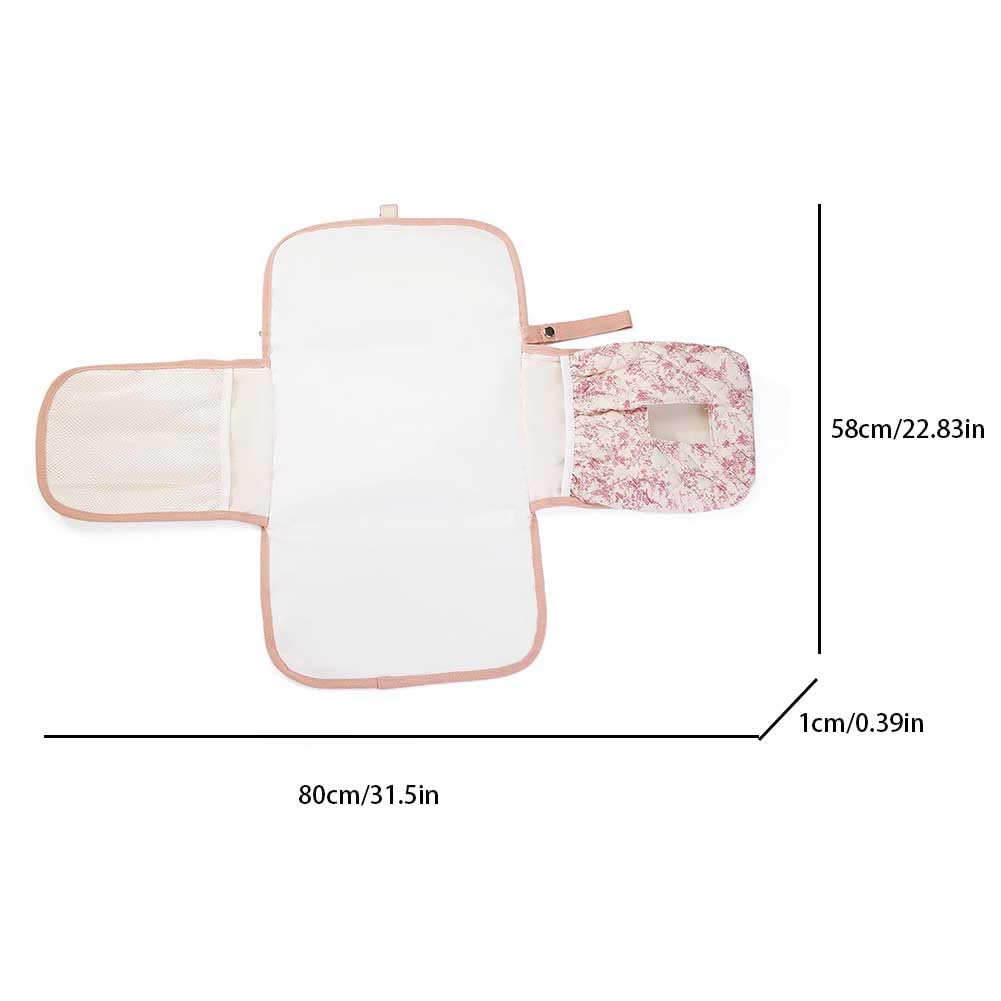 Portable Diaper Changing Pad, Waterproof Quilted Nappy Changing Mat with Wipes Pocket & Foldable Storage for Stroller (Pink)