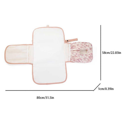 Portable Diaper Changing Pad, Waterproof Quilted Nappy Changing Mat with Wipes Pocket & Foldable Storage for Stroller (Pink)