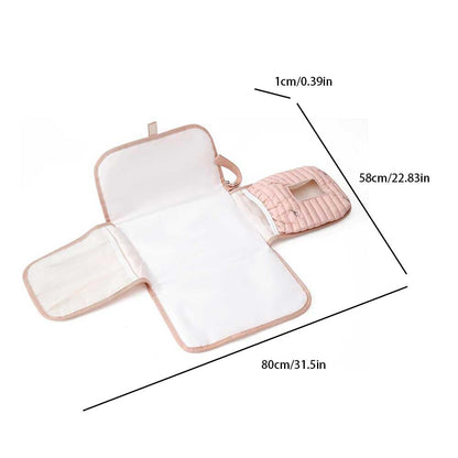 Portable Diaper Changing Pad, Waterproof Quilted Nappy Changing Mat with Wipes Pocket & Foldable Storage for Stroller (Pink)