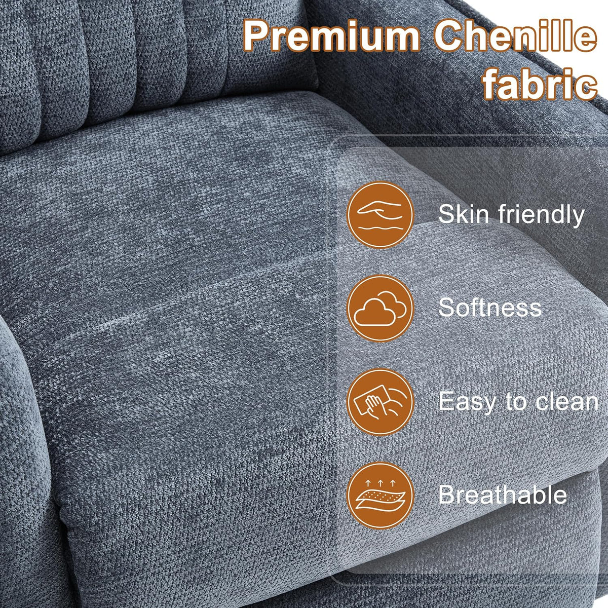 Manual 360° Swivel Rocker Recliner Chair for Adults, Overstuffed Glider Chair for Nursery with Vibration Massage and Heat, Comfy Soft Fabric Glider with Side Pockets for Living Room, Beige