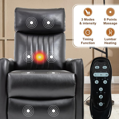 Manual 360° Swivel Rocker Recliner Chair for Adults, Overstuffed Glider Chair for Nursery with Vibration Massage and Heat, Comfy Soft Fabric Glider with Side Pockets for Living Room, Beige