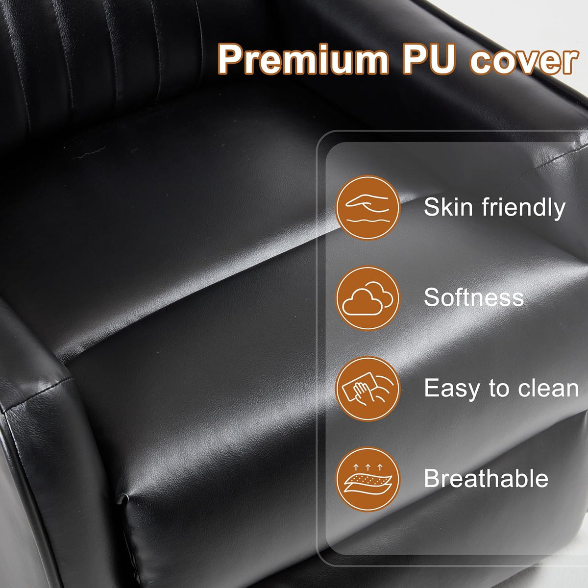Manual 360° Swivel Rocker Recliner Chair for Adults, Overstuffed Glider Chair for Nursery with Vibration Massage and Heat, Comfy Soft Fabric Glider with Side Pockets for Living Room, Beige