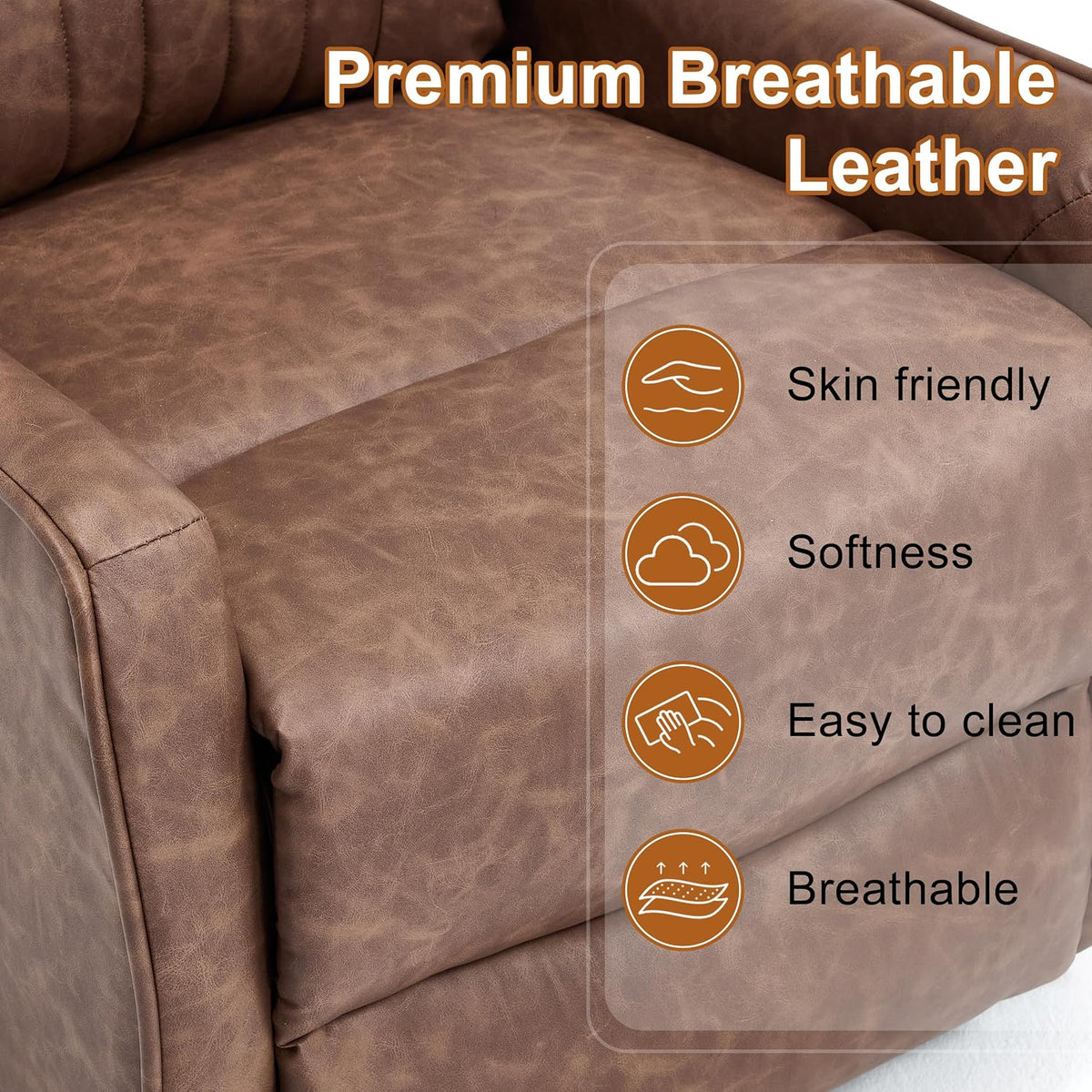 Manual 360° Swivel Rocker Recliner Chair for Adults, Overstuffed Glider Chair for Nursery with Vibration Massage and Heat, Comfy Soft Fabric Glider with Side Pockets for Living Room, Beige