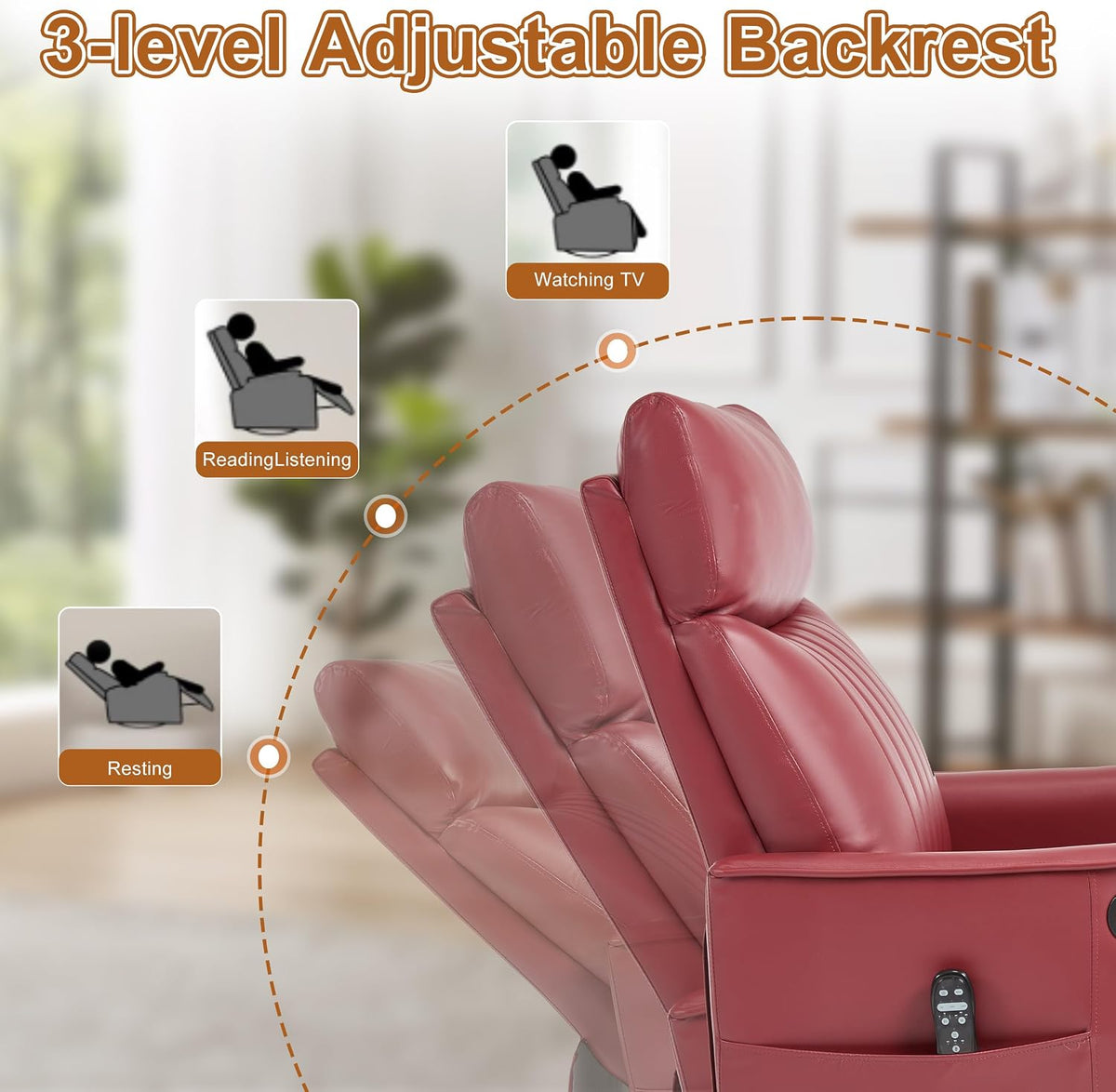 Manual 360° Swivel Rocker Recliner Chair for Adults, Overstuffed Glider Chair for Nursery with Vibration Massage and Heat, Comfy Soft Fabric Glider with Side Pockets for Living Room, Beige