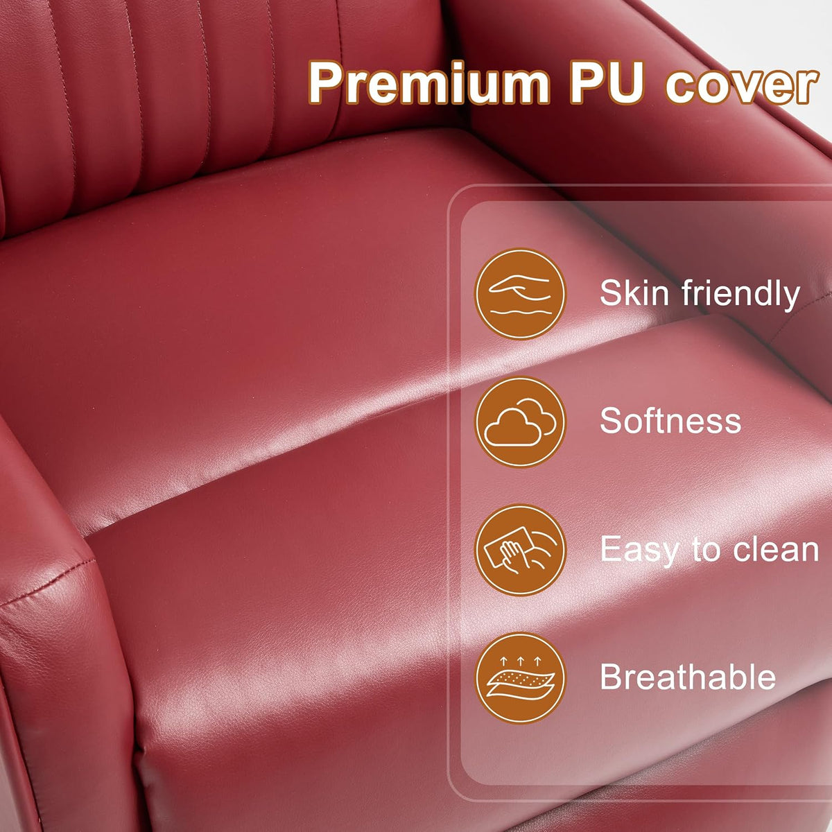 Manual 360° Swivel Rocker Recliner Chair for Adults, Overstuffed Glider Chair for Nursery with Vibration Massage and Heat, Comfy Soft Fabric Glider with Side Pockets for Living Room, Beige